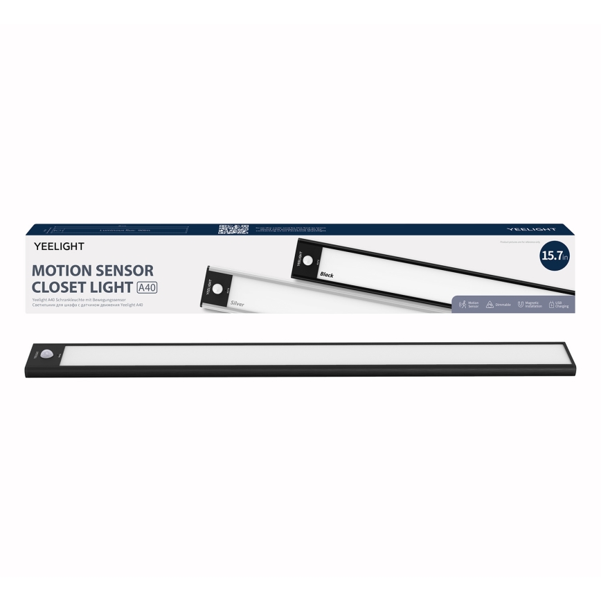 Yeelight - LED Iluminação para mobília recarregável com regulação com sensor LED/2,3W/1500 mAh 4000K 40 cm preto