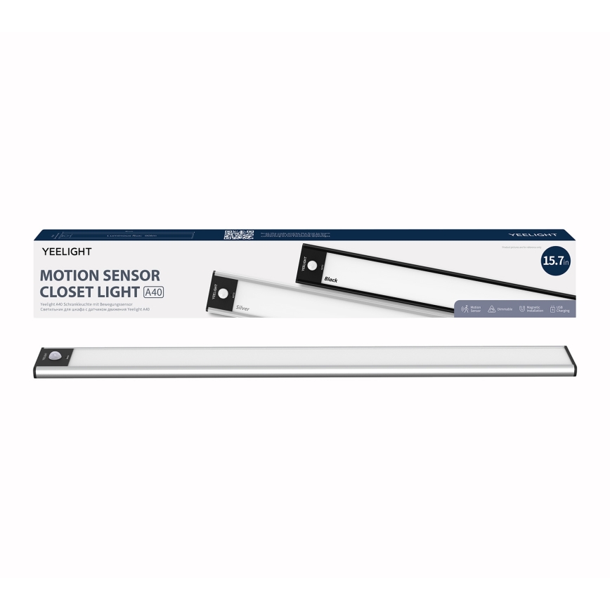 Yeelight - LED Iluminação para mobília recarregável com regulação com sensor LED/2,3W/1500 mAh 4000K 40 cm prateado