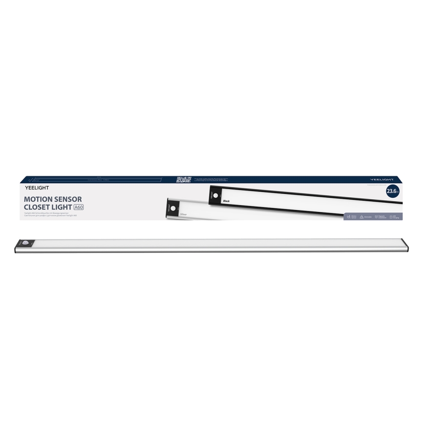 Yeelight - LED Iluminação para mobília recarregável com regulação com sensor LED/2,4W/2200 mAh 4000K 60 cm prateado