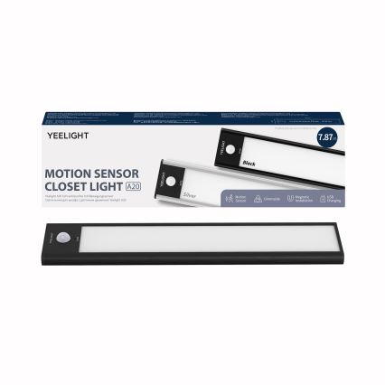Yeelight - Iluminação LED recarregável regulável para móveis com sensor LED/1,8W/1100 mAh 4000K 20 cm preto