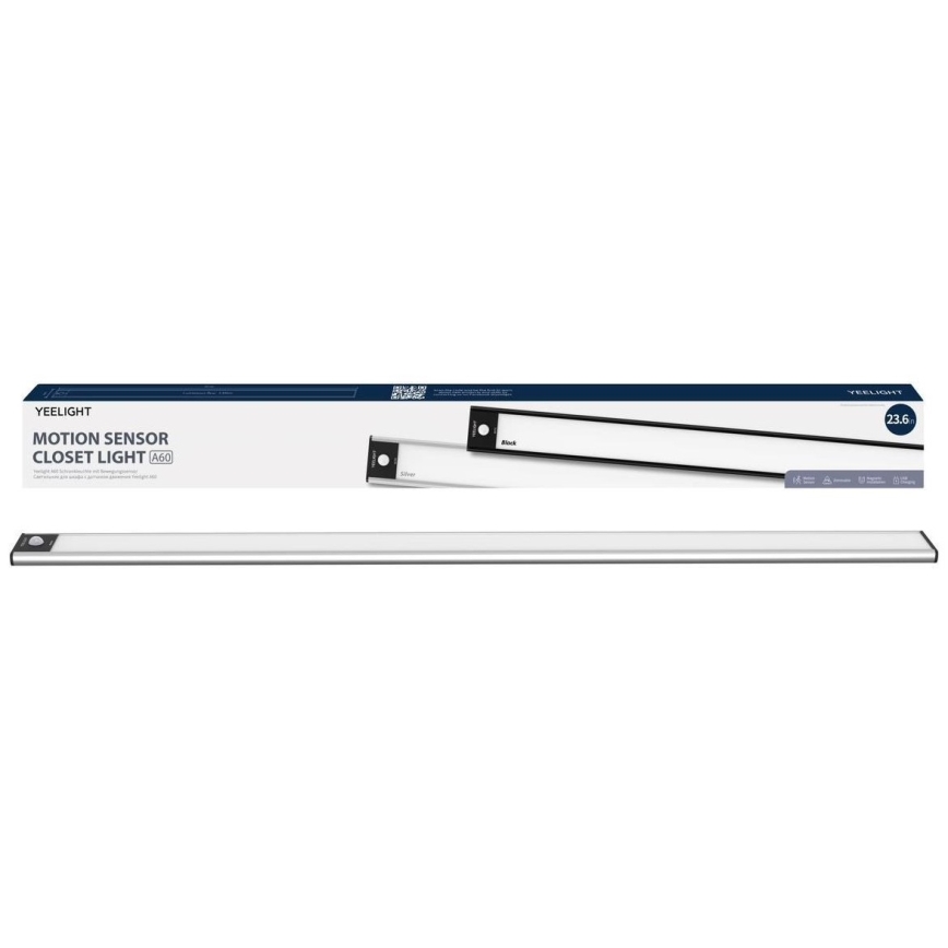 Yeelight - Iluminação LED recarregável regulável para móveis com sensor LED/2,4W/2200 mAh 2700K 60 cm prata