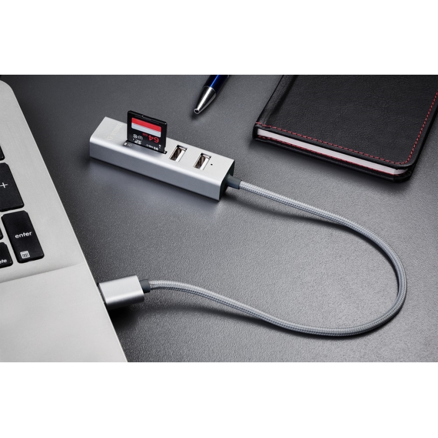 Yenkee - Divisor USB 2.0 e leitor de cartões