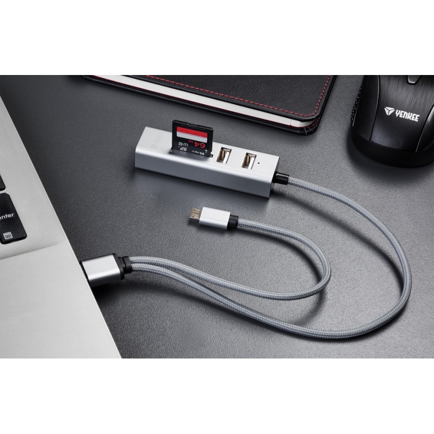 Yenkee - Divisor USB 2.0 e OTG e leitor de cartões