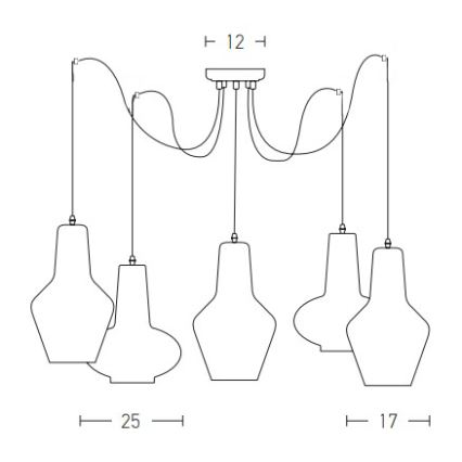 Zambelis 17150 - Candeeiro suspenso 5xE27/40W/230V aranha