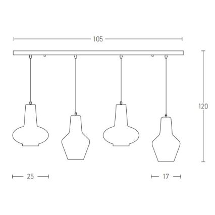 Zambelis 17151 - Candelabro suspenso 4xE27/40W/230V