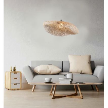 Zambelis 19103 - Candelabro suspenso 1xE27/40W/230V bambu/bege