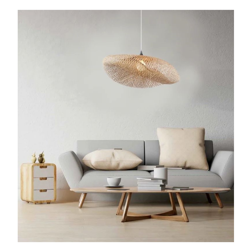 Zambelis 19103 - Candelabro suspenso 1xE27/40W/230V bambu/bege