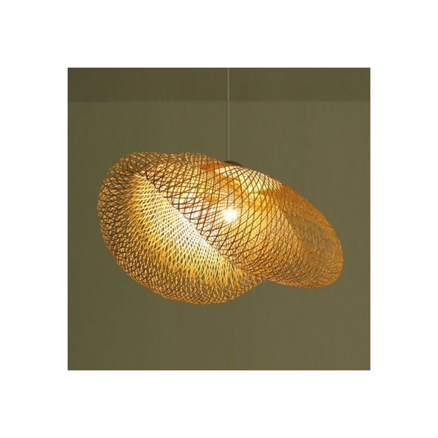 Zambelis 19103 - Candelabro suspenso 1xE27/40W/230V bambu/bege