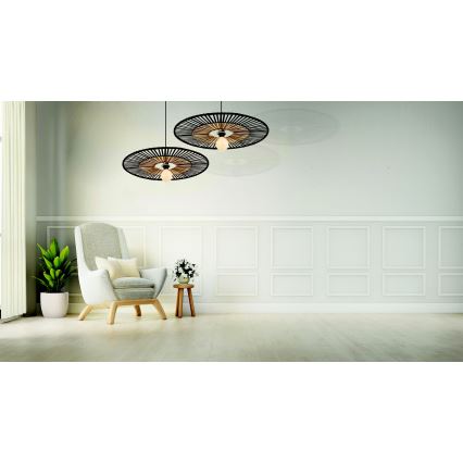 Zambelis 19104 - Candelabro suspenso 1xE27/40W/230V bambu/preto