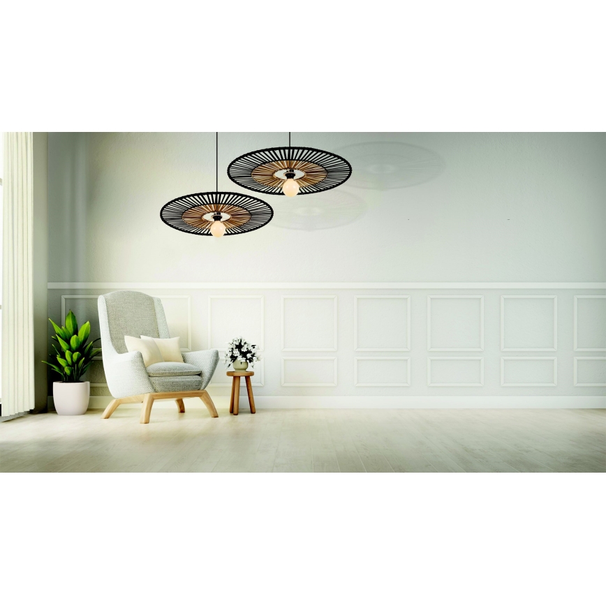 Zambelis 19104 - Candelabro suspenso 1xE27/40W/230V bambu/preto