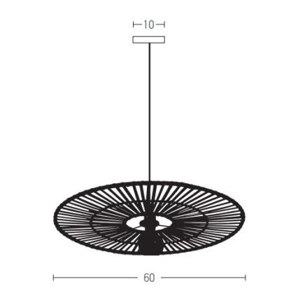 Zambelis 19104 - Candelabro suspenso 1xE27/40W/230V bambu/preto