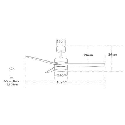Zambelis 19134 - Ventoinha de teto LED LED/15W/230V 3000/4000/6000K cromado mate + comando