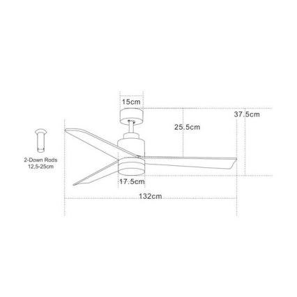 Zambelis 19135 - Ventoinha de teto LED LED/15W/230V 3000/4000/6000K + comando