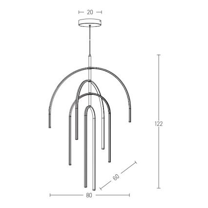 Zambelis 1933 - Candelabro suspenso LED com regulação LED/96W/230V dourada
