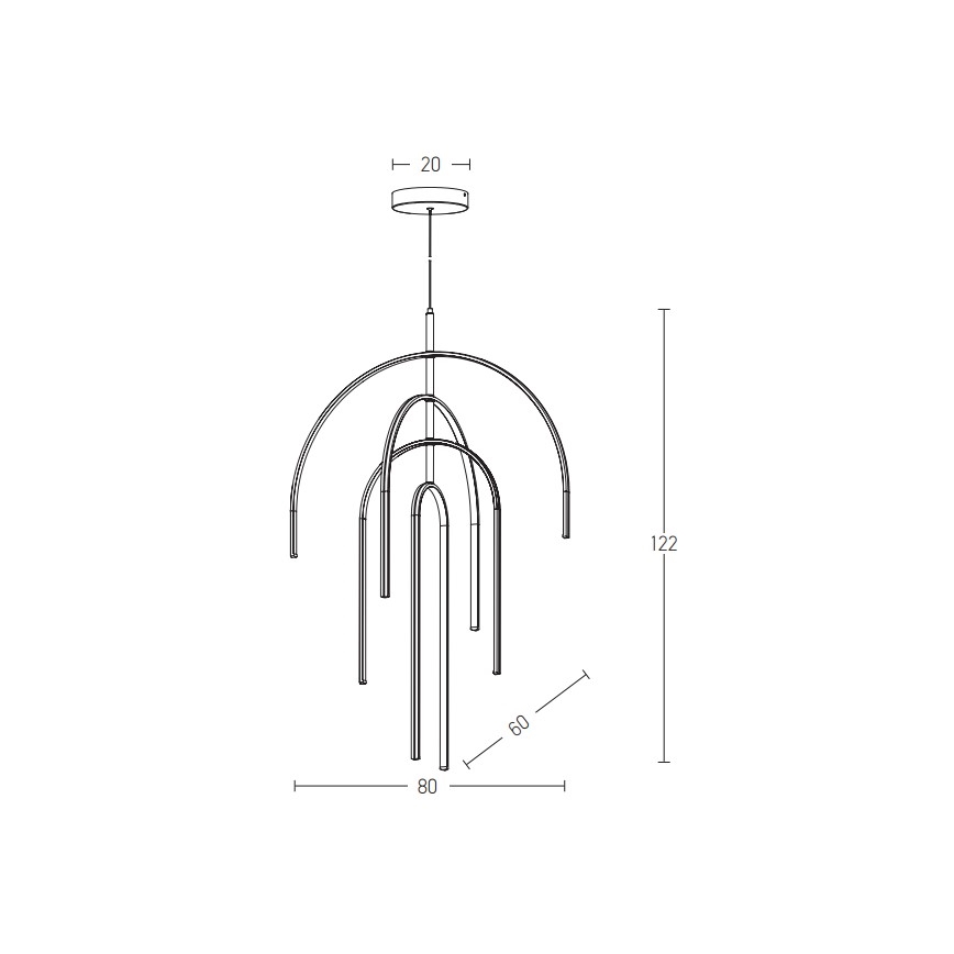 Zambelis 1933 - Candelabro suspenso LED com regulação LED/96W/230V dourada