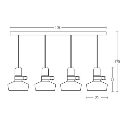 Zambelis 1993-W - Candelabro suspenso 4xE27/40W/230V branco