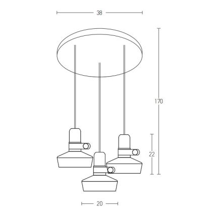 Zambelis 1994-W - Candelabro suspenso 3xE27/40W/230V branco