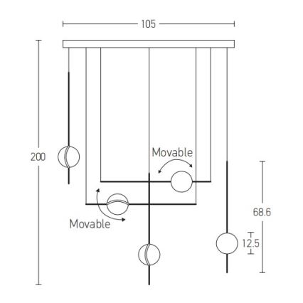 Zambelis 2001 - Candelabro suspenso LED LED/38W/230V