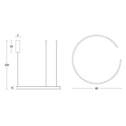 Zambelis 2012 - Candelabro suspenso LED com regulação LED/40W/230V dourada