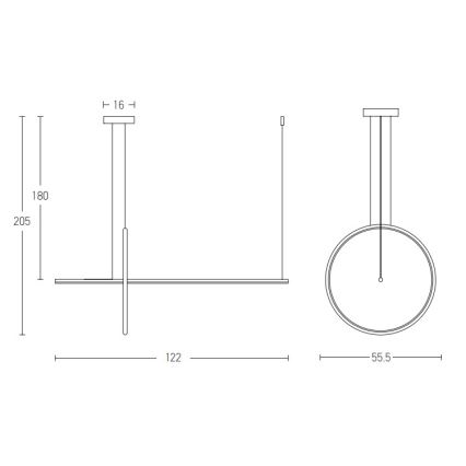 Zambelis 20128 - Candelabro suspenso LED com regulação LED/48W/230V