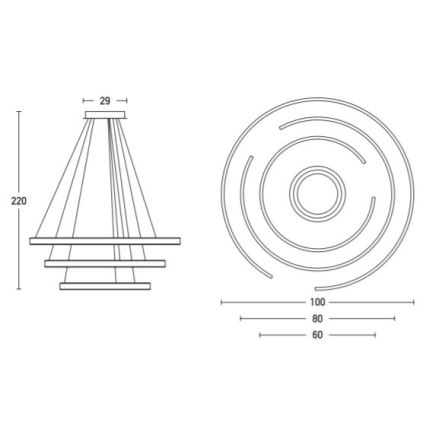 Zambelis 2014 - Candelabro suspenso LED com regulação LED/120W/230V dourada