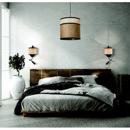 Zambelis 20355 - Candeeiro de parede LED 1xE27/40W + LED/3W/230V vime