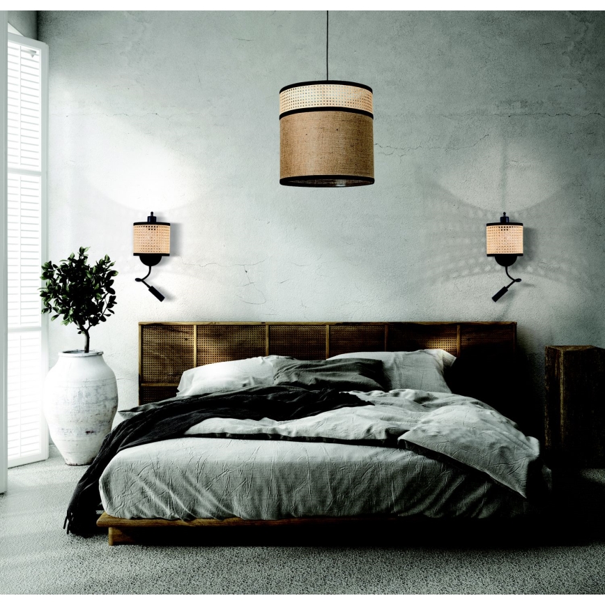 Zambelis 20355 - Candeeiro de parede LED 1xE27/40W + LED/3W/230V vime