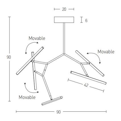 Zambelis 2070 - Candelabro suspenso LED com regulação LED/49W/230V preto