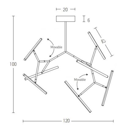 Zambelis 2072 - Candelabro suspenso LED com regulação LED/68W/230V preto