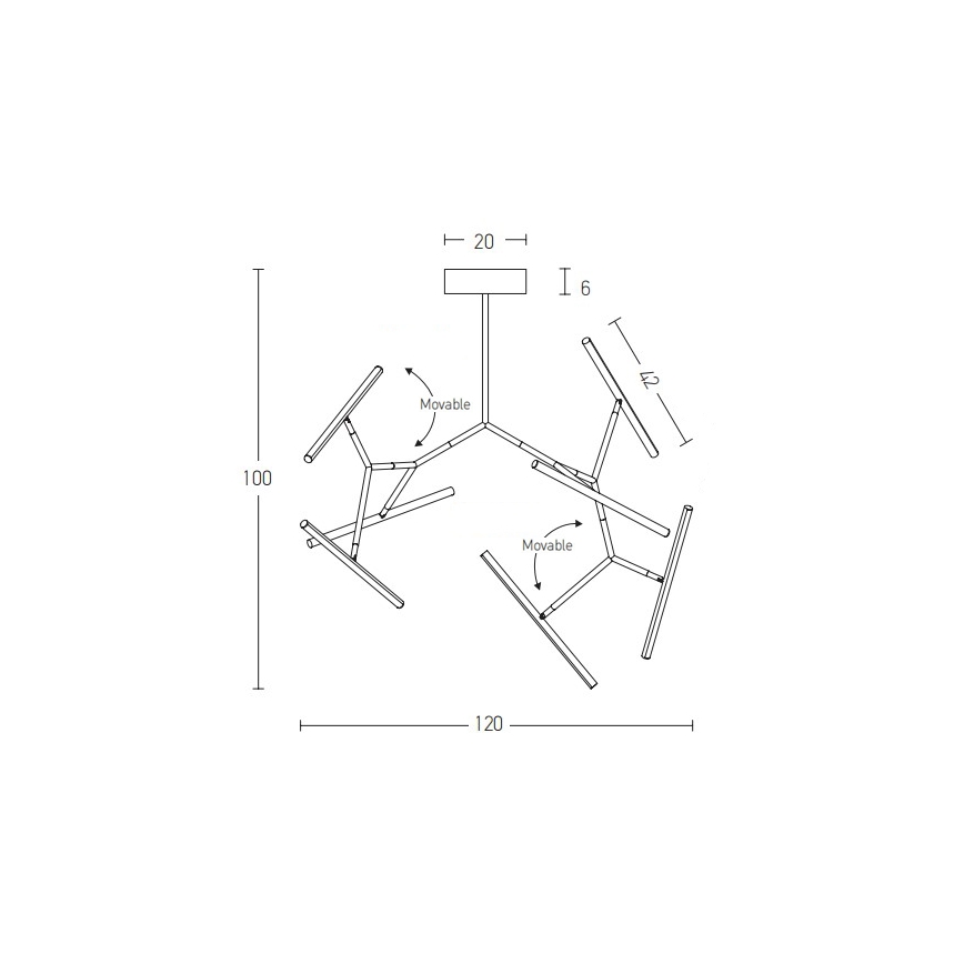 Zambelis 2073 - Candelabro suspenso LED com regulação LED/68W/230V dourada