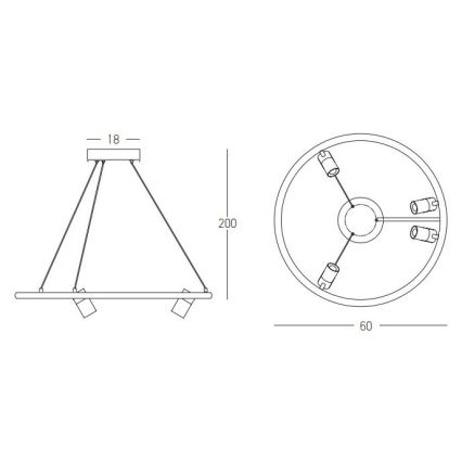 Zambelis 22012 - Candelabro suspenso LED com regulação LED/47W/230V diâmetro 60 cm preto