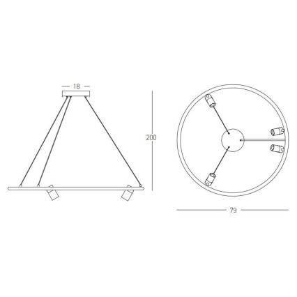 Zambelis 22013 - Candelabro suspenso LED com regulação LED/59W/230V diâmetro 79 cm preto