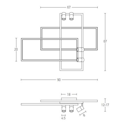 Zambelis 22020 - Candelabro integrado LED com regulação LED/52W/230V