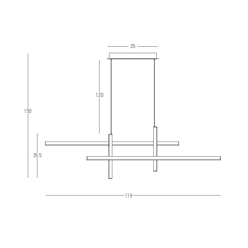 Zambelis 22022 - Candelabro suspenso LED com regulação LED/41W/230V dourada