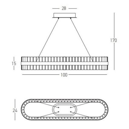 Zambelis 22041 - Candelabro suspenso LED com regulação LED/68W/230V dourada