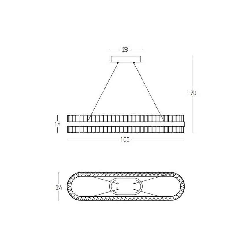 Zambelis 22041 - Candelabro suspenso LED com regulação LED/68W/230V dourada