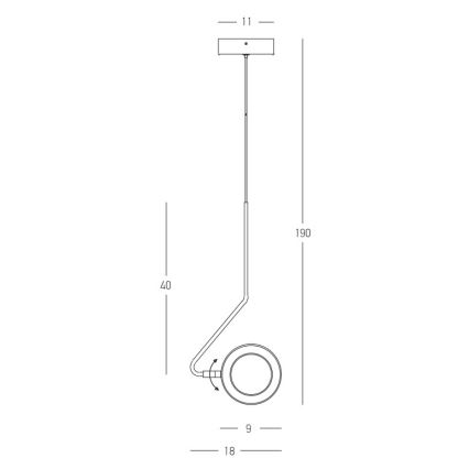 Zambelis 22045 - Candelabro suspenso LED com regulação LED/7W/230V CRI90 preto