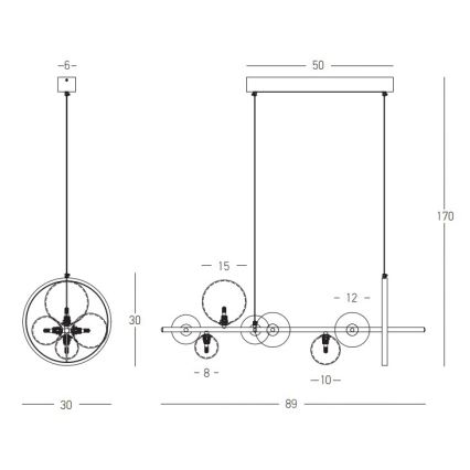 Zambelis 22063 - Candelabro suspenso LED com regulação LED/14W + 7xG9/7W/230V