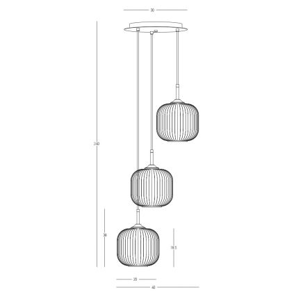 Zambelis 22073 - Candelabro suspenso 3xE27/40W/230V