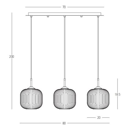 Zambelis 22074 - Candelabro suspenso 3xE27/40W/230V
