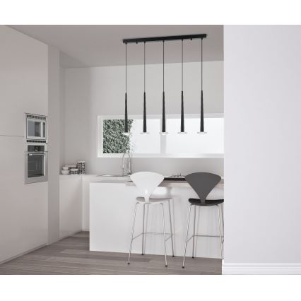 Zambelis 22112 - Candelabro suspenso LED com regulação 5xLED/3W/230V CRI90 preto