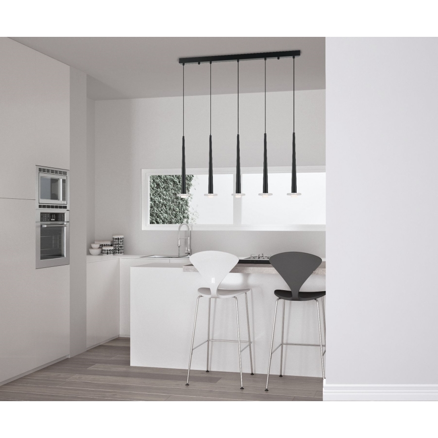 Zambelis 22112 - Candelabro suspenso LED com regulação 5xLED/3W/230V CRI90 preto