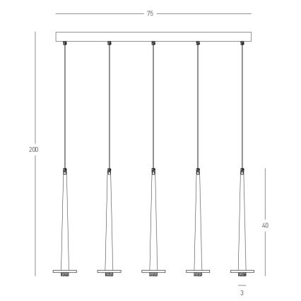 Zambelis 22112 - Candelabro suspenso LED com regulação 5xLED/3W/230V CRI90 preto