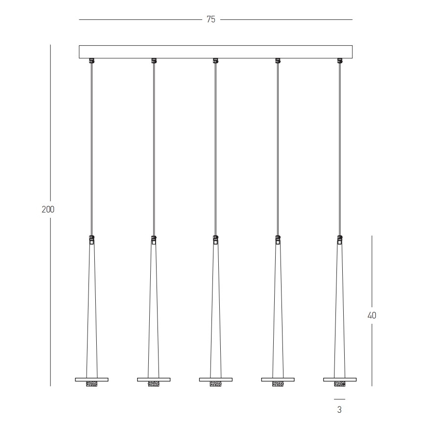 Zambelis 22112 - Candelabro suspenso LED com regulação 5xLED/3W/230V CRI90 preto