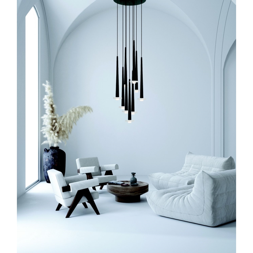 Zambelis 22113 - Candelabro suspenso LED com regulação 9xLED/3W/230V CRI90 preto
