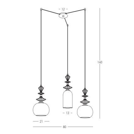 Zambelis 22152 - Candeeiro suspenso 3xE27/40W/230V aranha cerâmica