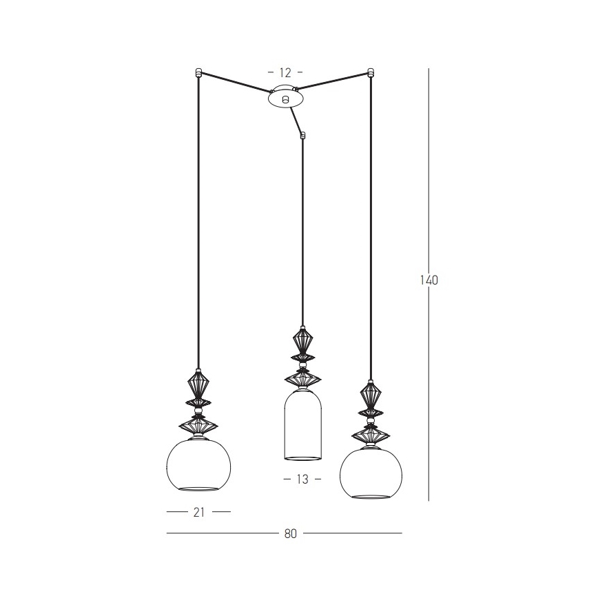 Zambelis 22152 - Candeeiro suspenso 3xE27/40W/230V aranha cerâmica