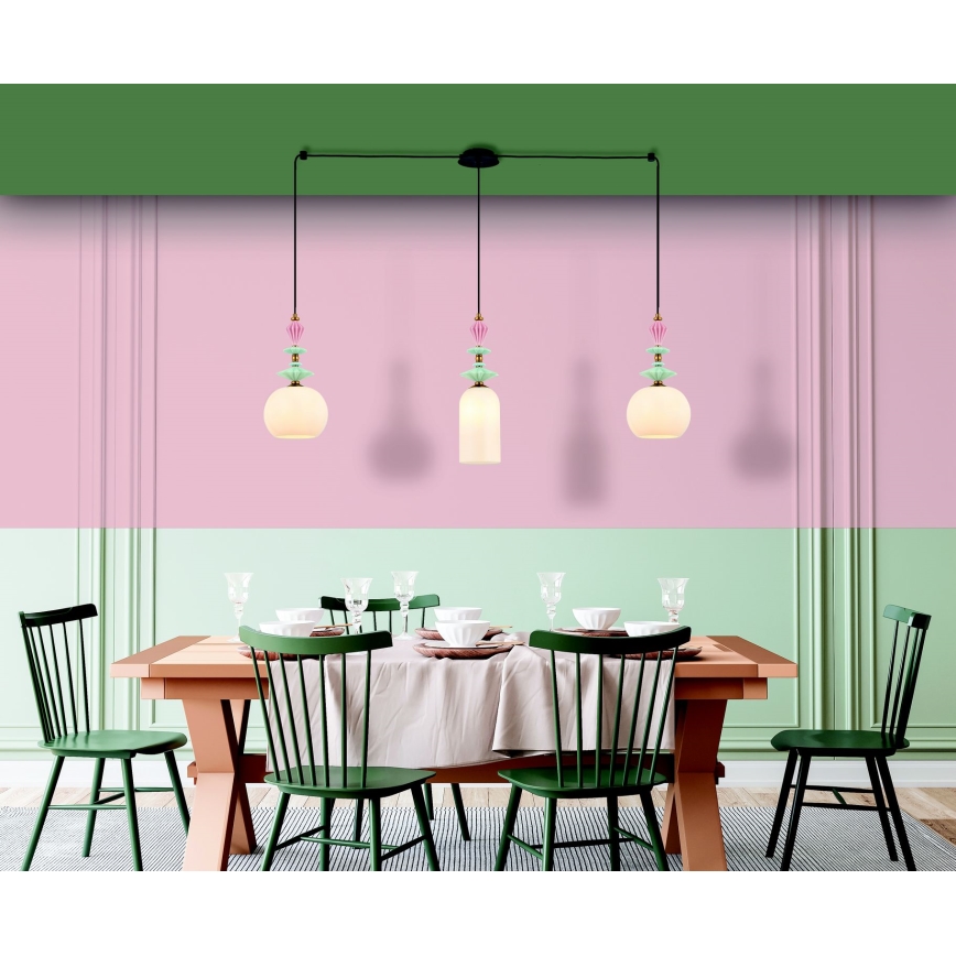 Zambelis 22153 - Candeeiro suspenso 3xE27/40W/230V aranha cerâmica