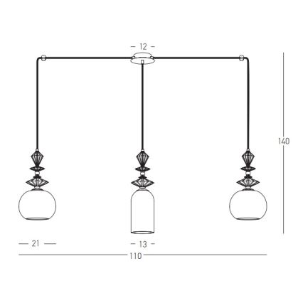 Zambelis 22153 - Candeeiro suspenso 3xE27/40W/230V aranha cerâmica