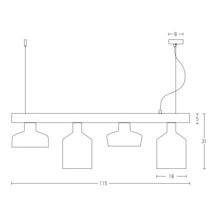 Zambelis 22213 - Candelabro suspenso 4xE27/40W/230V